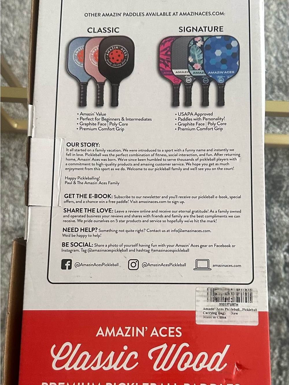 Amazin' Aces Classic Wood Pickleball Paddle - Pink